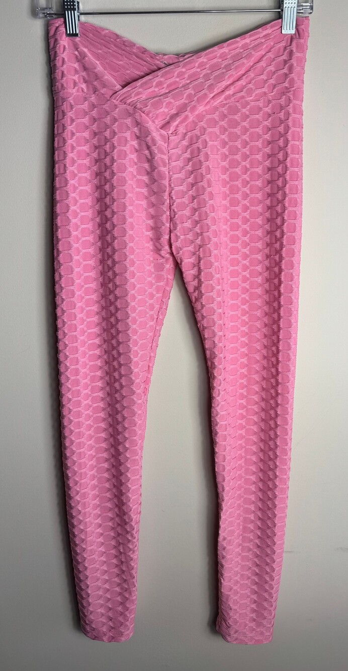 Just Leggings Pink Textured Scrunch Leggings S/M High Waist